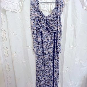 Blue ditzy floral dress.